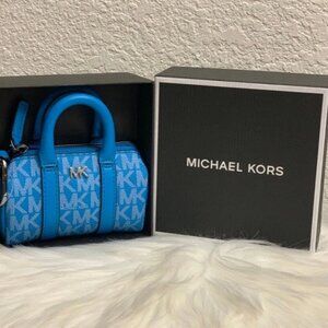 NWT Michael Kors Micro Duffle Keyfob Key Bag Charm With Gift Box in Blue